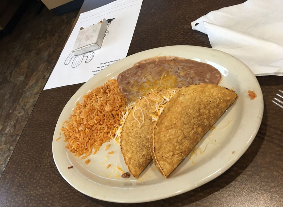 taco plate with rice and beans