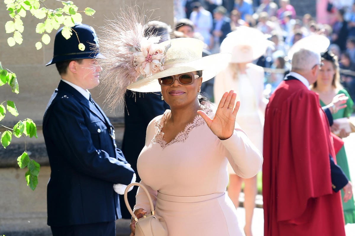 Oprah Winfrey arrives at St George's Chapel at Windsor Castle for the wedding of Meghan Markle and Prince Harry.