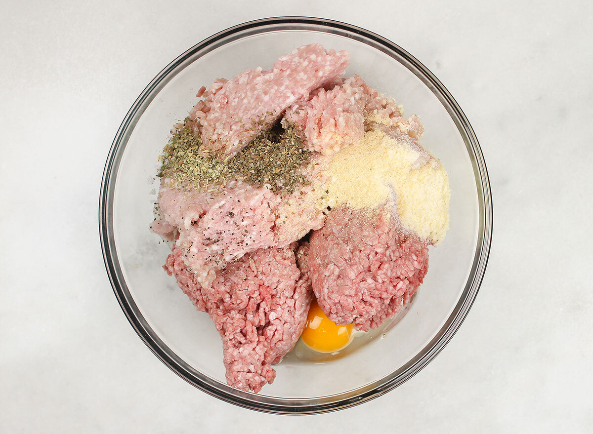 meatball ingredients in a bowl