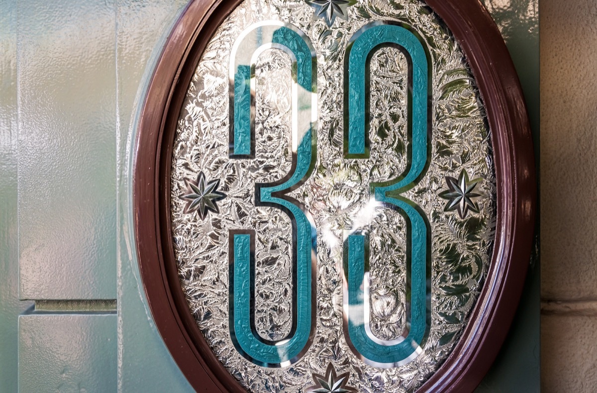 the only adornment marking the club 33 entrance is this sign just outside the door,