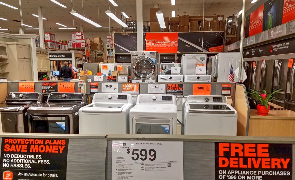 Home Depot retail store, appliances department, Danvers Massachusetts USA, May 5, 2018