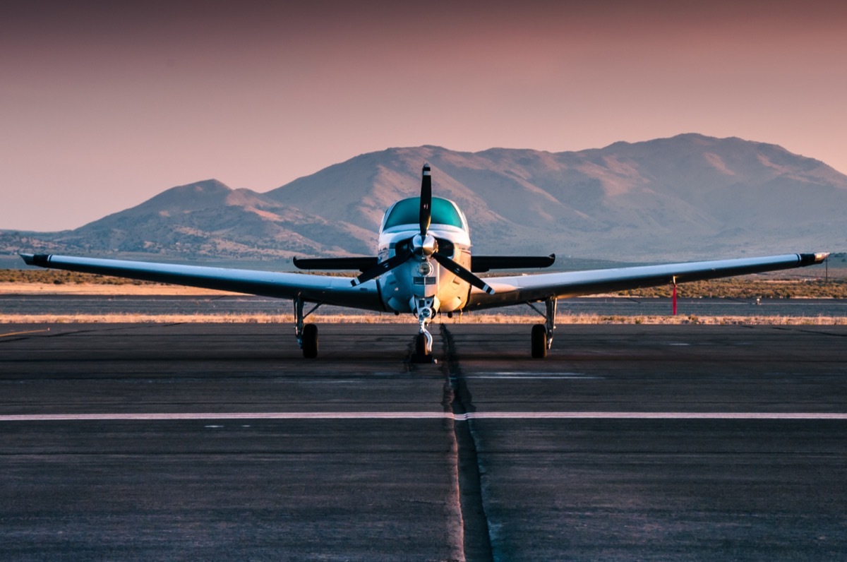 small propeller plane about to takeoff