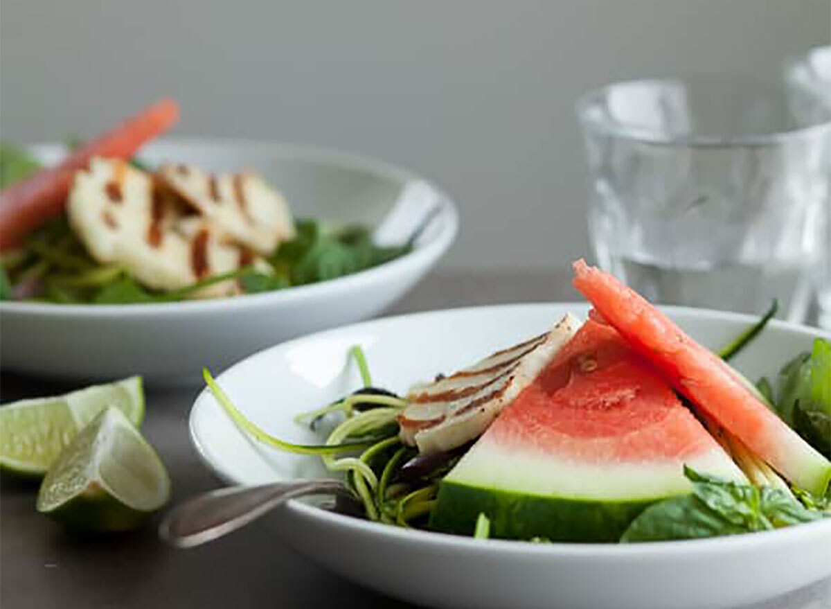 spinach watermelon zucchini salad