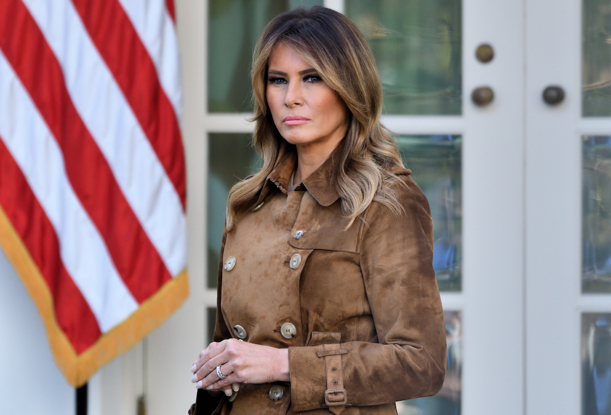 melania trump in brown trench coat