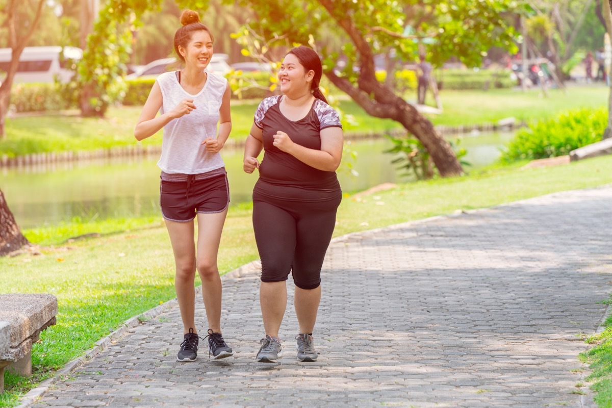 girls friend running jogging park outdoor in the morning