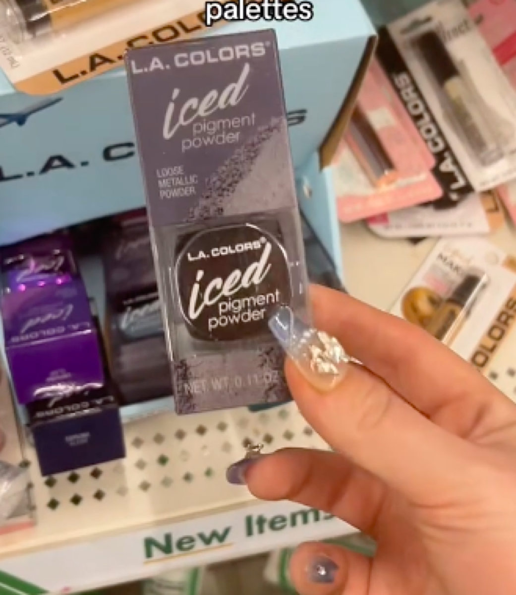 still from TikTok showing Dollar Tree pigment eyeshadow powder